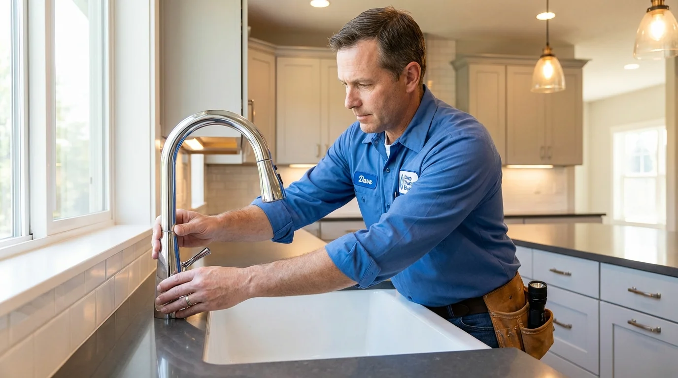 Kitchen faucet installation by Johns Plumbing LLC in Houghton
